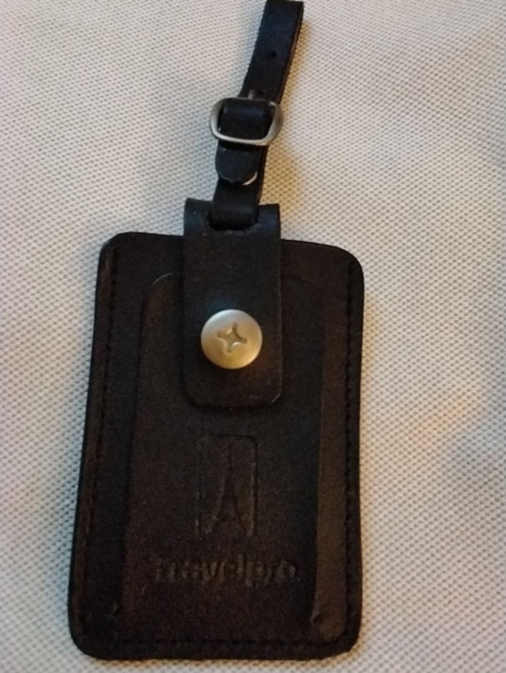 Travelpro Black Leather Luggage Tag
